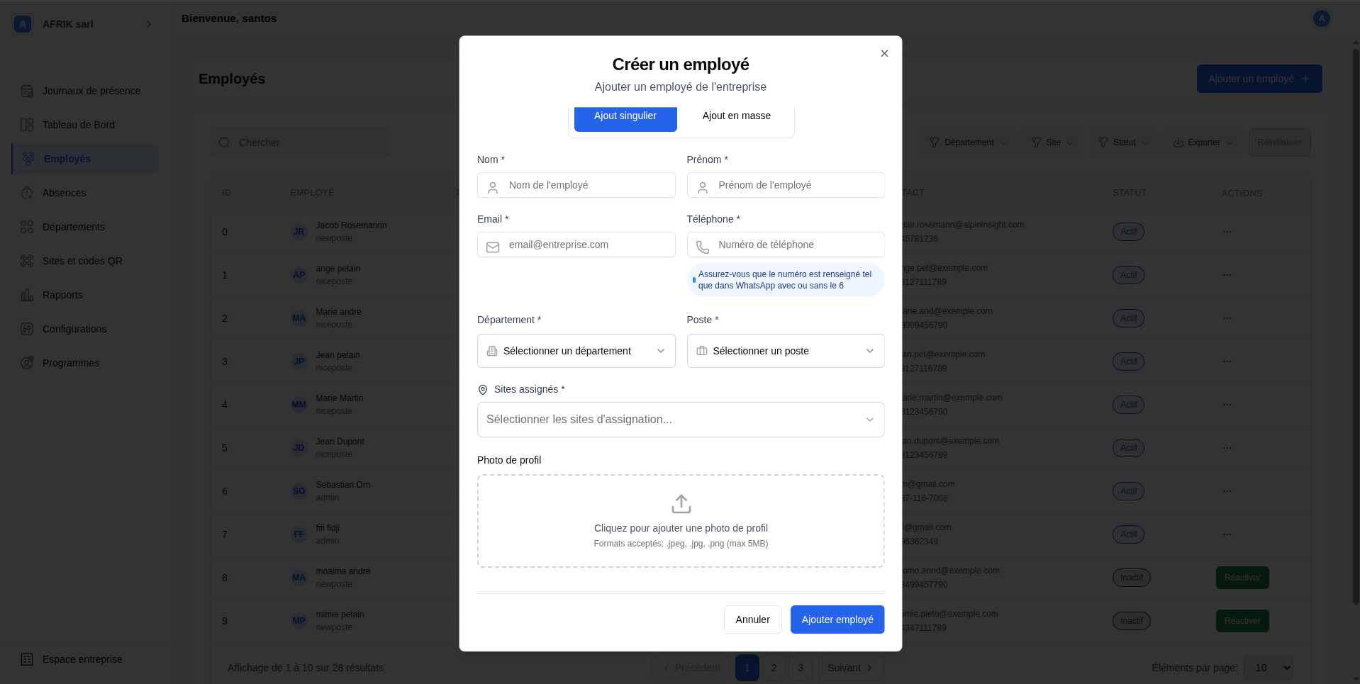 Formulaire ajout singulier