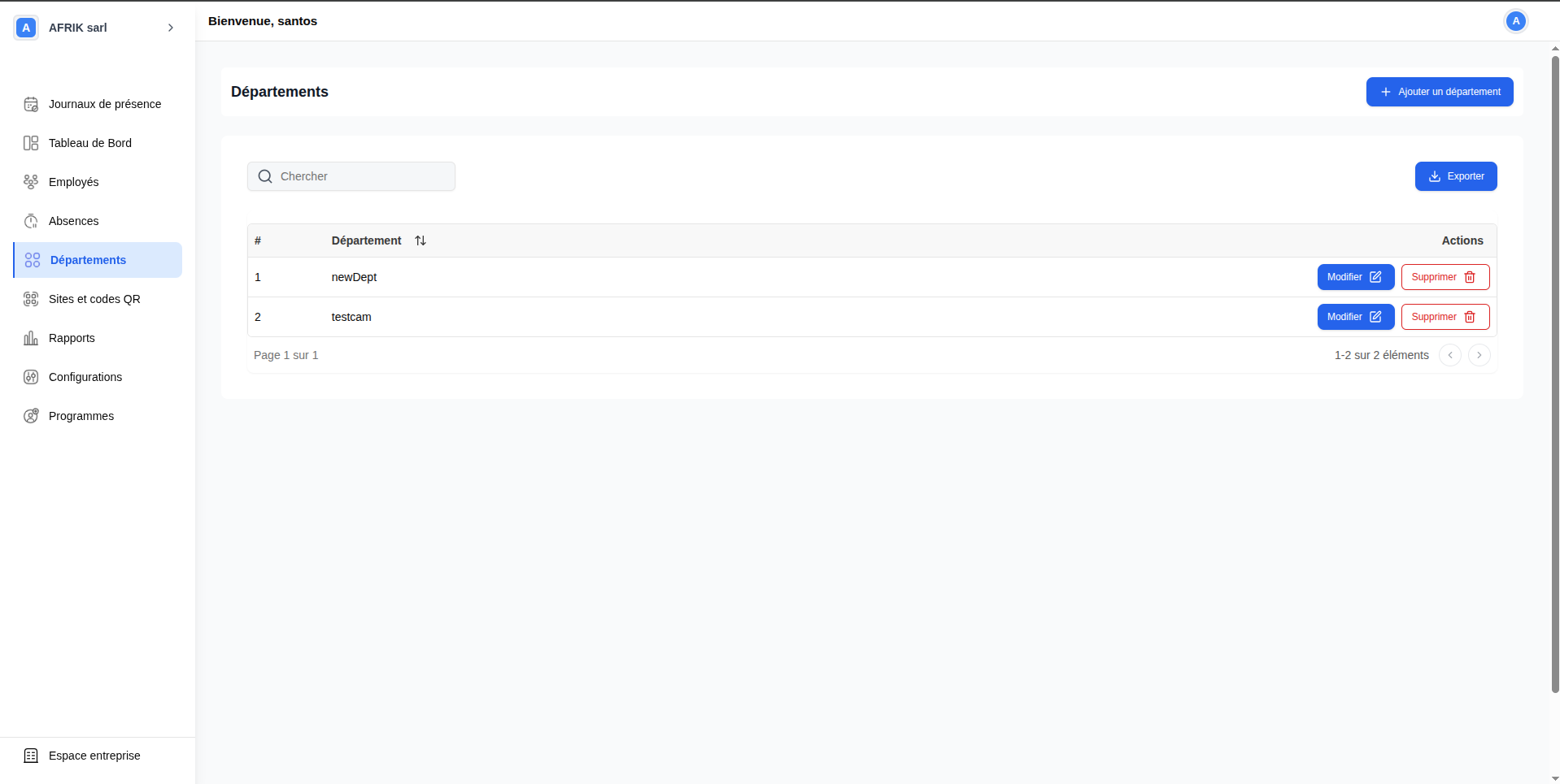 Liste des départements