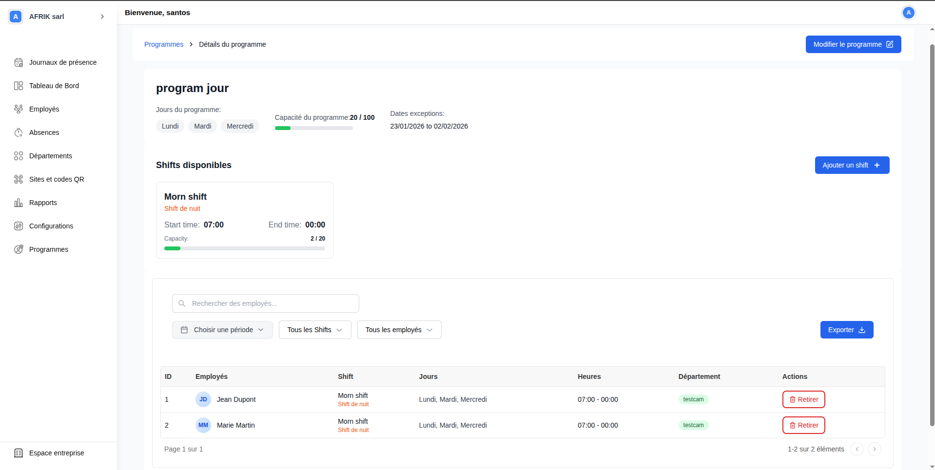 Détail d'un programme