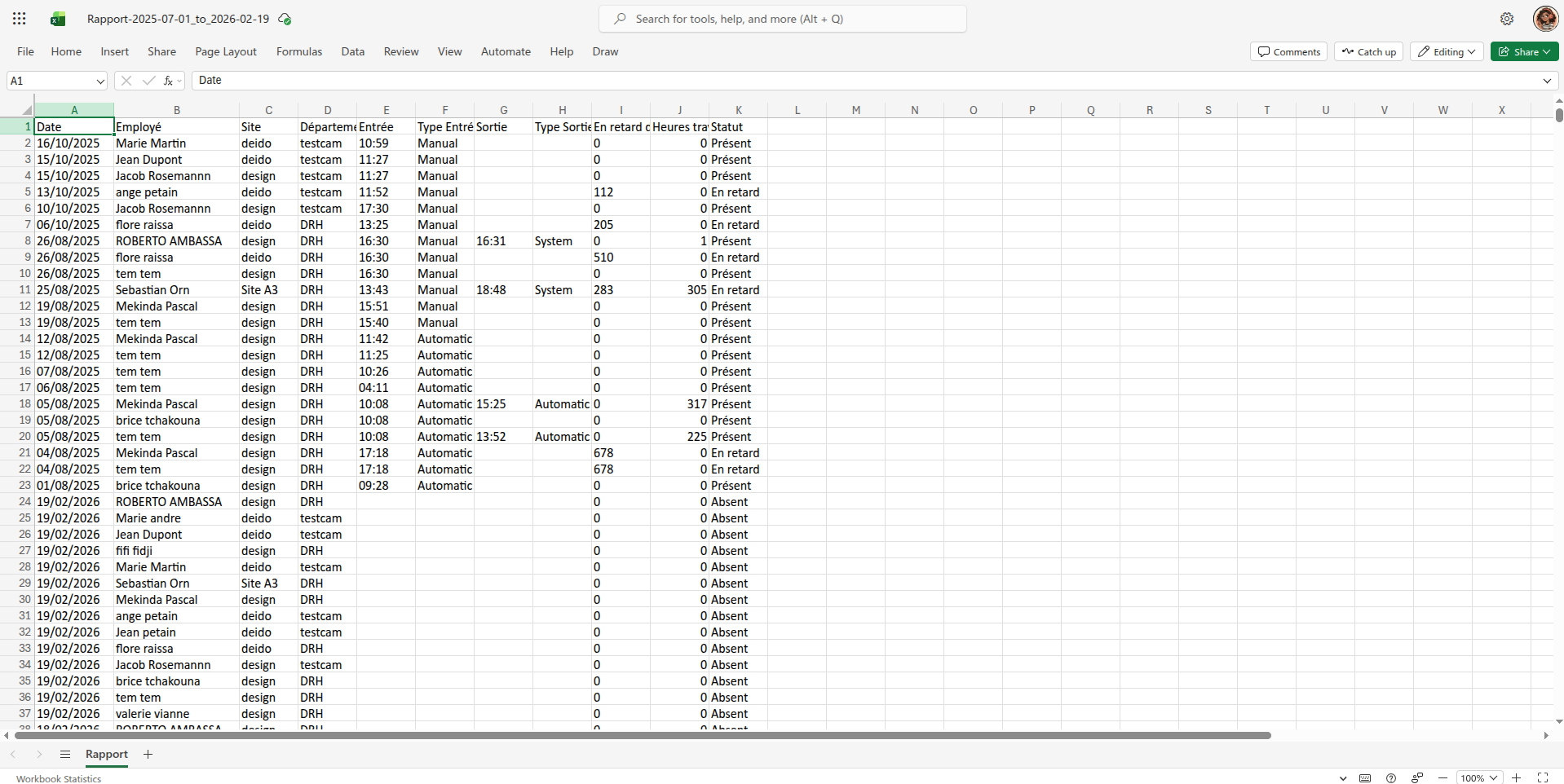 Exemple de fichier exporté
